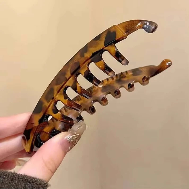 Tortoiseshell Banana Hair Clip Fish-Shaped Hairpin for Women Hair Accessories