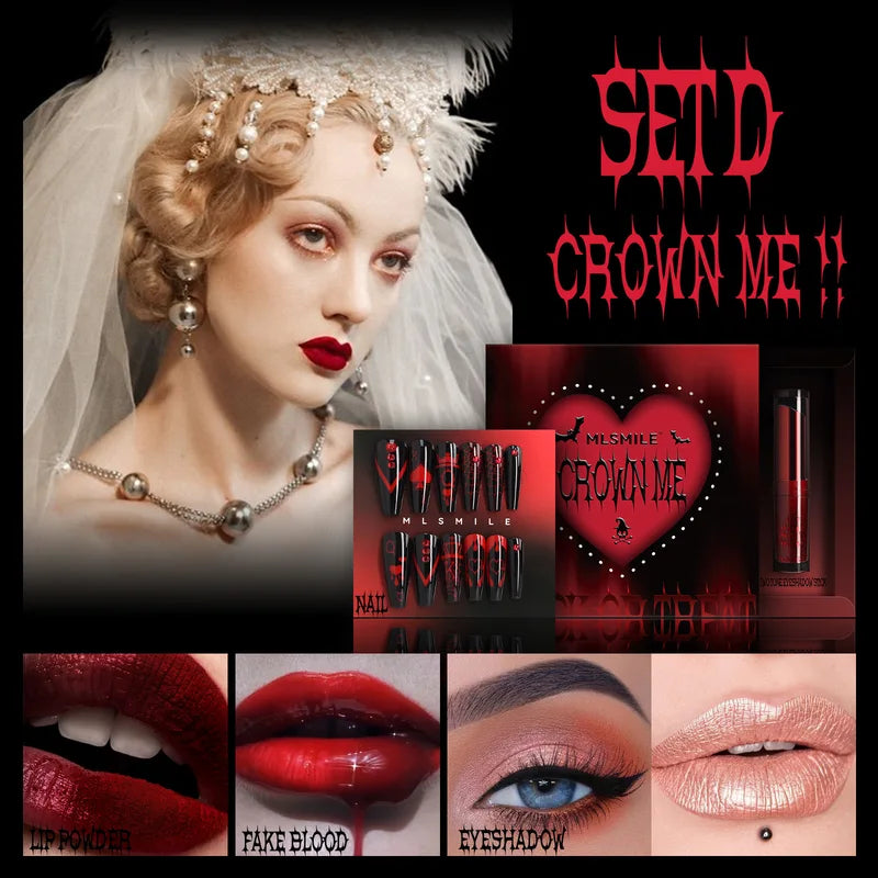 Halloween Makeup Set 4-Piece Glitter Lip Gloss Fake Blood Costume Face Paint