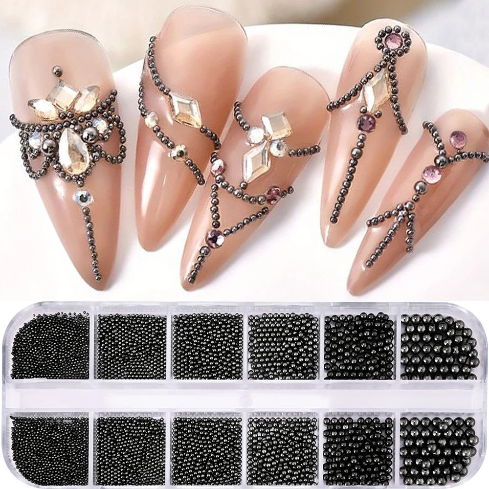 Half Round Flatback Nail Rhinestones & Pearls - Multi-Size Gold & Silver Embellishments