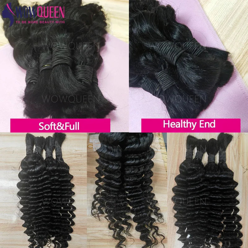 Deep Wave Human Hair Braiding Extensions Bulk 50g/100g for Braiding