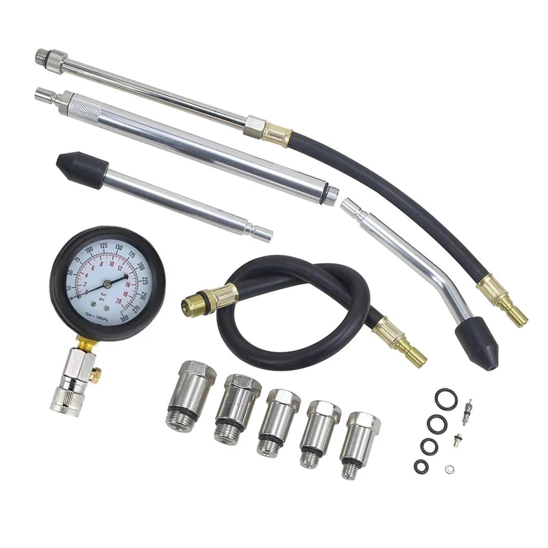 Engine Cylinder Pressure Tester Kit with Adapters - Gas Compression Gauge for Petrol Engines