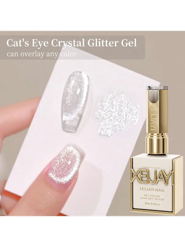 15ml Cat Eye Gel Polish with Glitter and Magnetic Effect for UV/LED Lamp - Home & Salon DIY