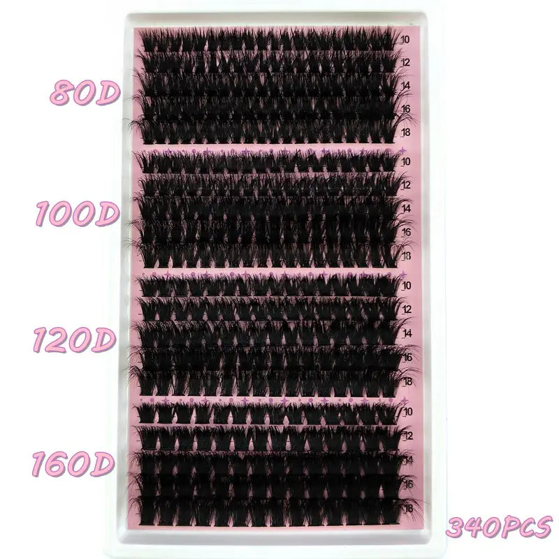 False Eyelash Clusters Kit 340/390 Pairs DIY Eyelash Extensions Fluffy Makeup Tools