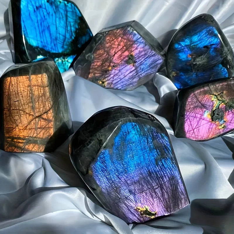 Bohemian Rainbow Labradorite Crystal Sculpture - Iridescent Gemstone Art