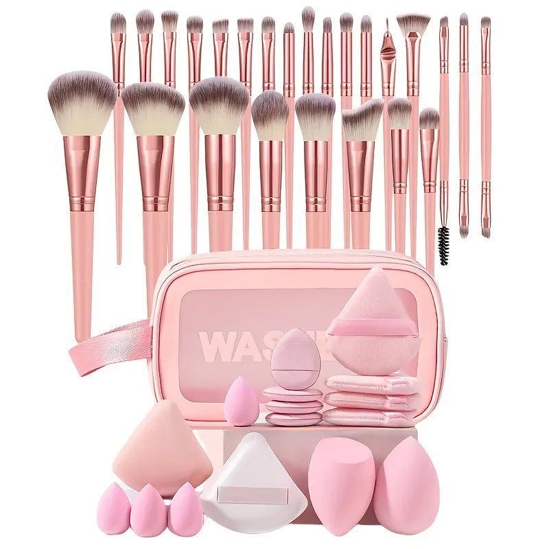 40-Piece Makeup Kit with Brush Organizer and Travel Cosmetic Bag for Women and Girls