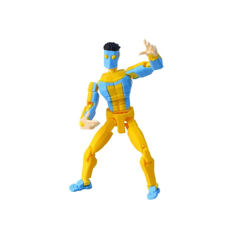Multi-Jointed Invincible Boy Action Figure 13cm Collectible Model Toy - Light Blue Stripe