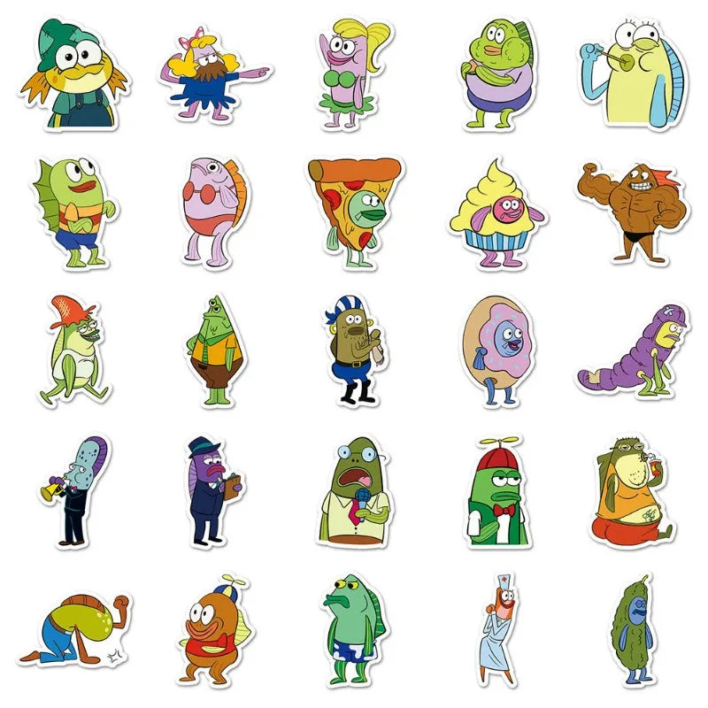 50PCS Mermaid Bikini Bottom Stickers Cartoon Anime Phone & Notebook Decals