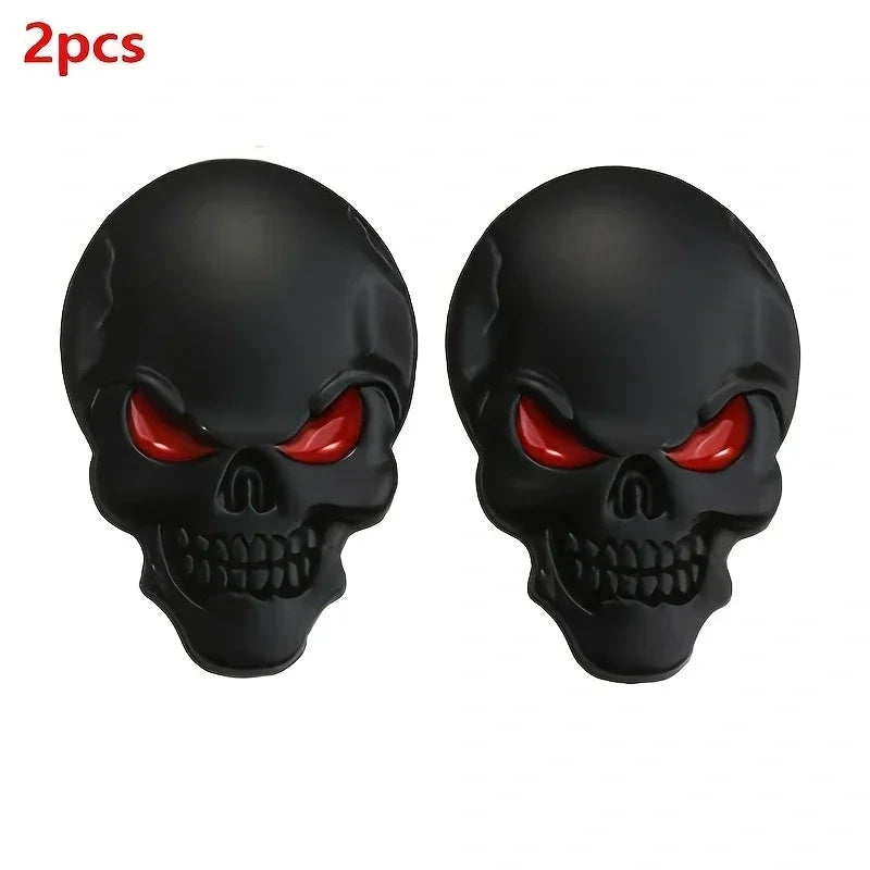 2pcs Skull Pirate Skeleton Car Emblem Badge Decal - Universal Metal Sticker