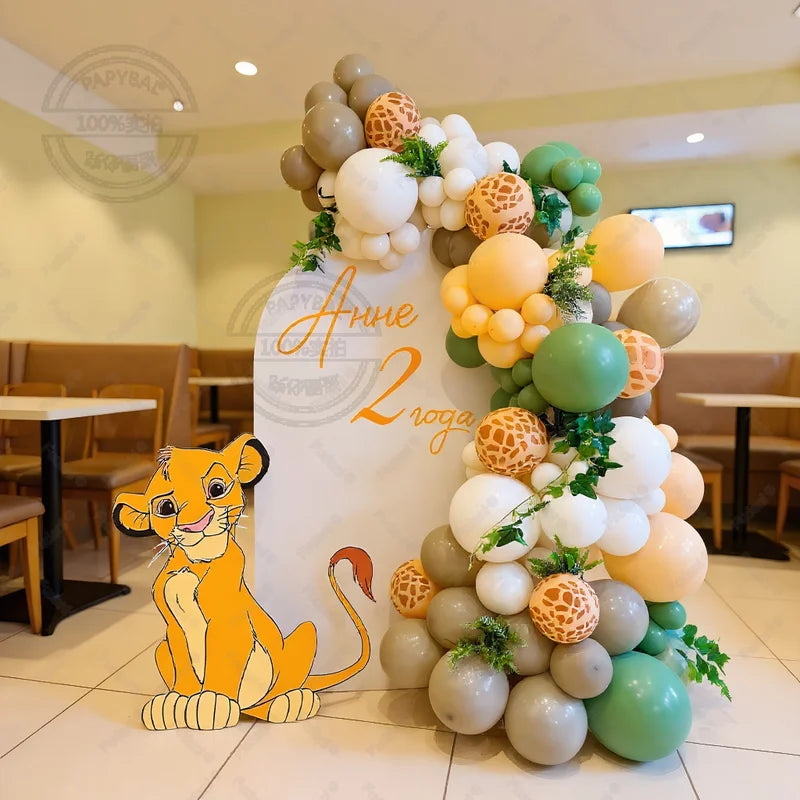 96Pcs Lion Theme Balloon Garland Kit for Baby Birthday Party Decorations