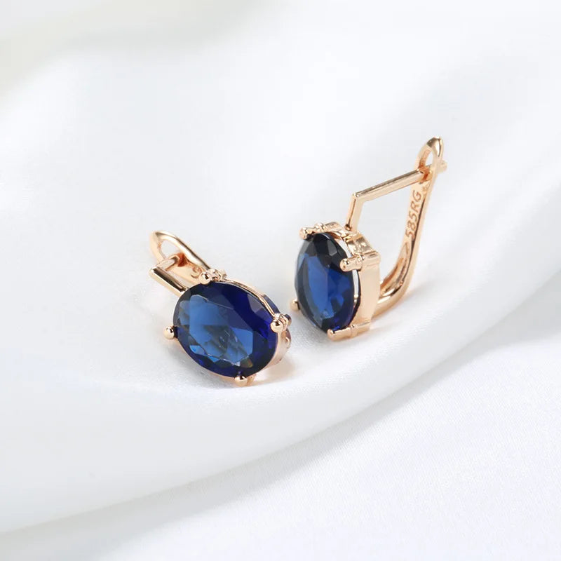 14K Gold Sapphire and Peridot Earrings for Women - Wedding Engagement Jewelry
