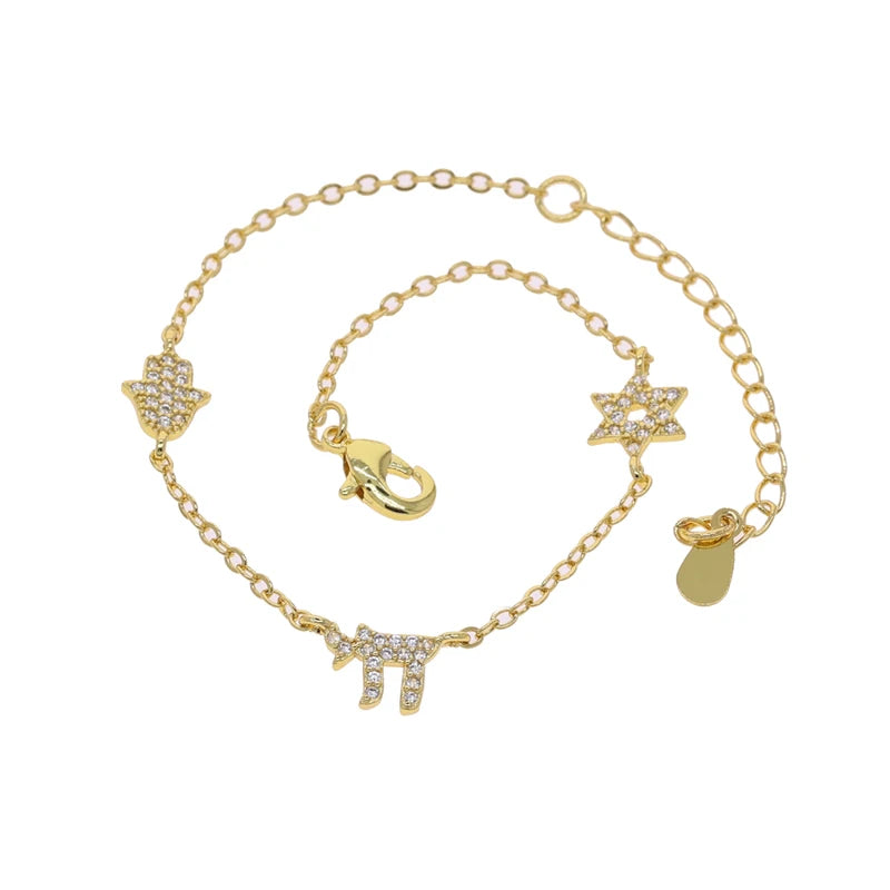 Lucky Charm Chain Eye Star Fish Amulet Jewelry Gold Bracelet - Religious Symbol