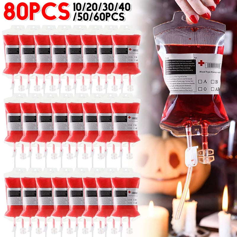 Blood Energy Drink Bags 350ML Halloween Vampire Party Props - 10pcs