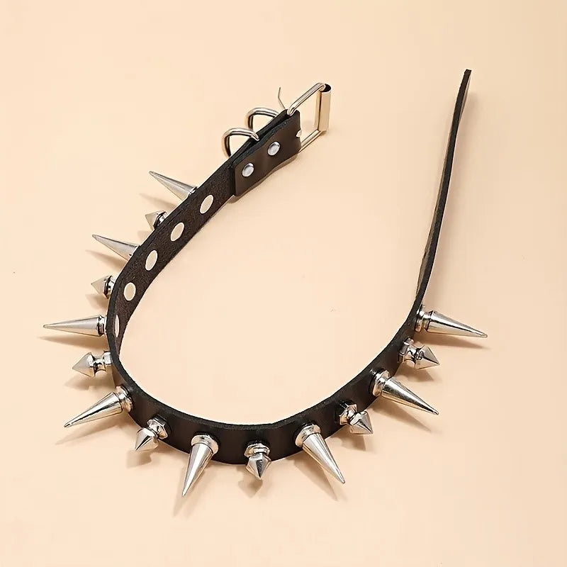 Gothic Punk Rivet Choker Necklace Y2K Style for Men Women - Holiday Gift