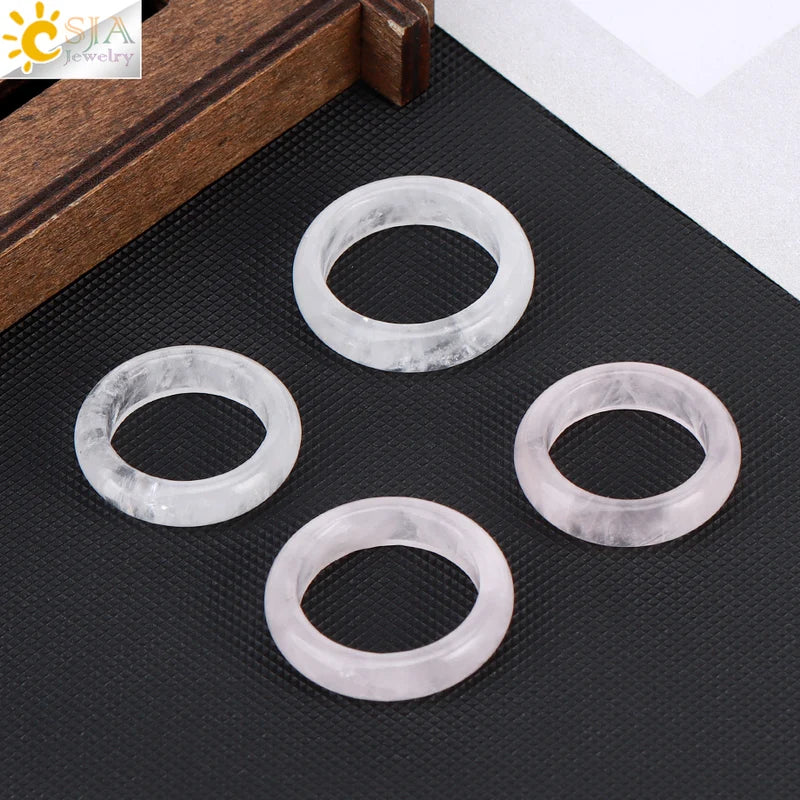 Natural Stone Circle Ring for DIY Jewelry Making - Healing Quartz & Crystal