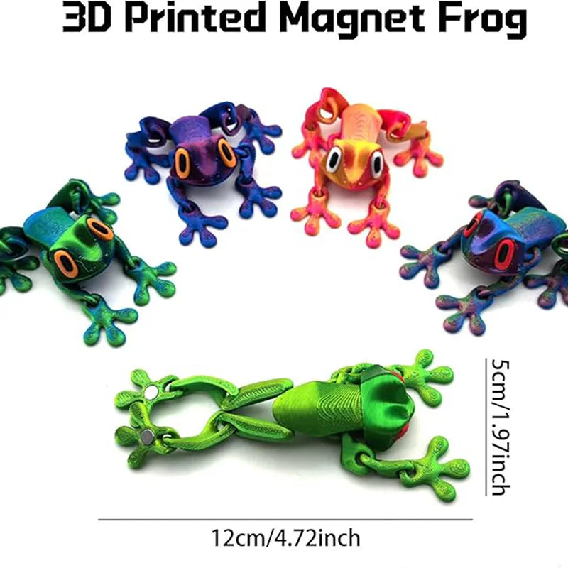 Magnetic Articulated Frog Fidget Toy - 3D Printed Animal Model Stress Relief Decor