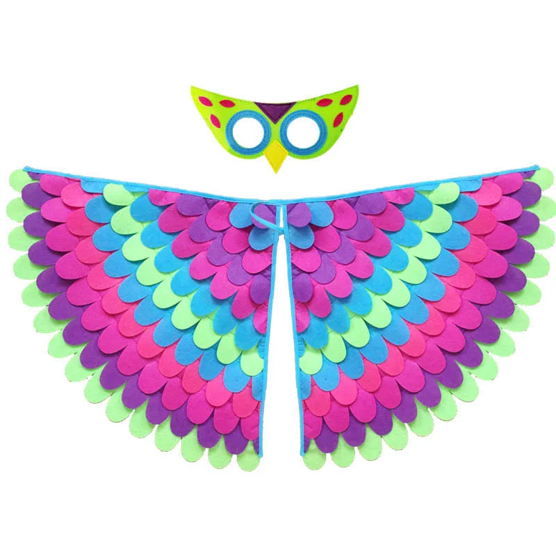 Kids Bird Costume Felt Wings with Mask for Halloween & Cosplay - Adjustable Size