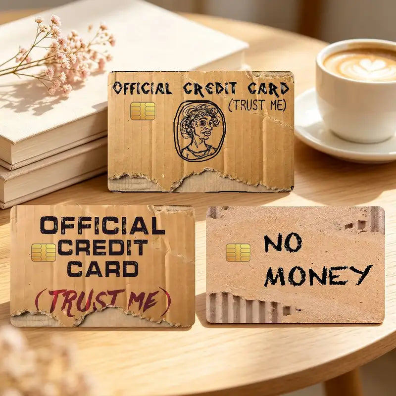 Waterproof Cardboard Credit Card Skin Stickers Set - Anti-Scratch & Fingerprint Resistant, 4PCS