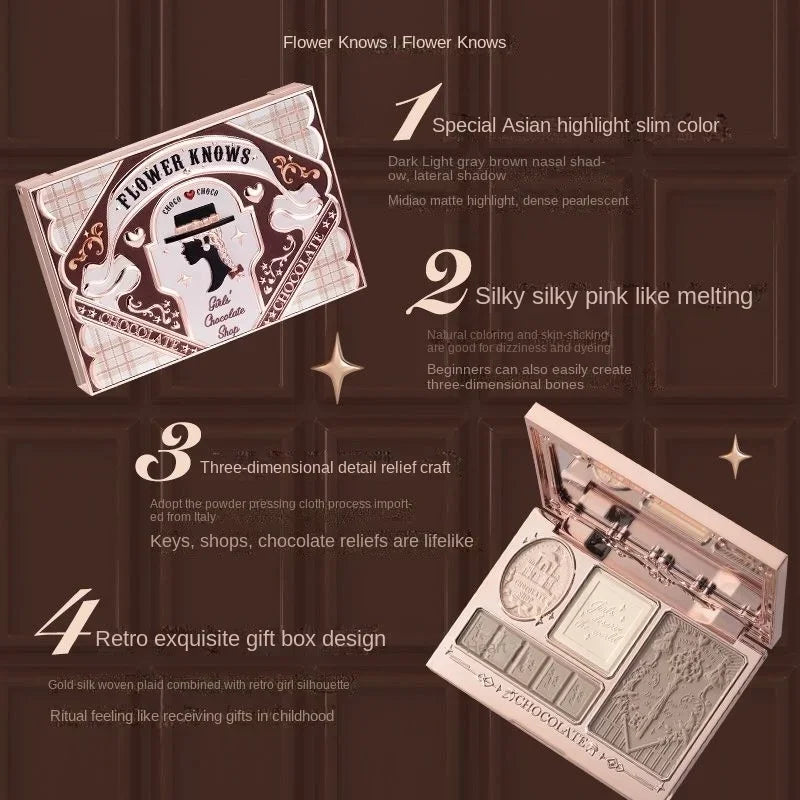 Highlighter & Contour Face Palette with 4 Universal Shades for Natural Glow