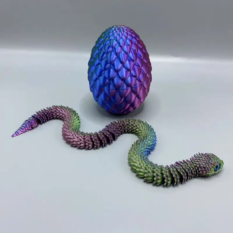 3D Printed Snake Surprise Egg Decoration Set - Flexible Joints for Enthusiasts