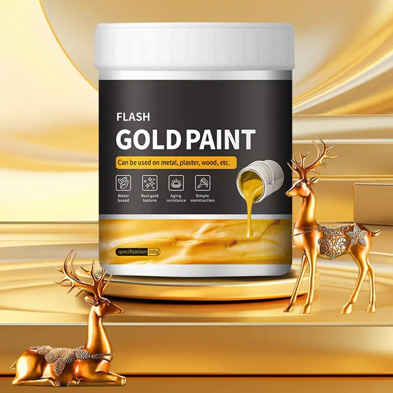 Liquid Gold Paint 300g Metallic Gilding Paint for Wood Metal Plaster Art