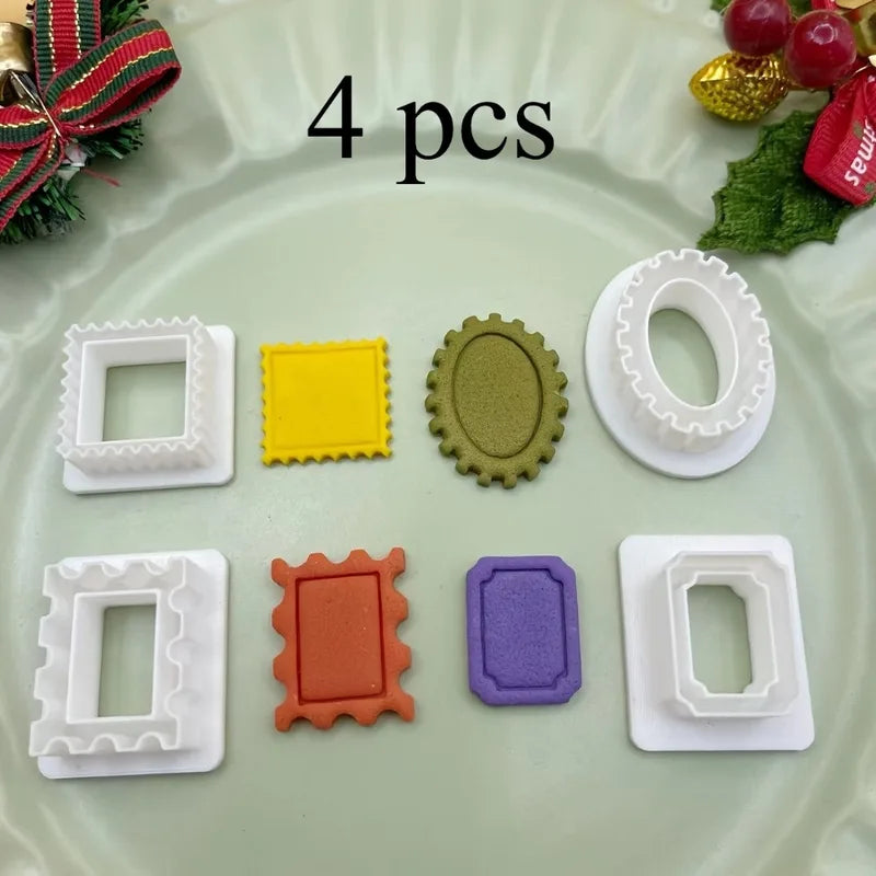 Holiday Photo Frame Cookie Cutters Set - 4 Shapes for Christmas Halloween Baking