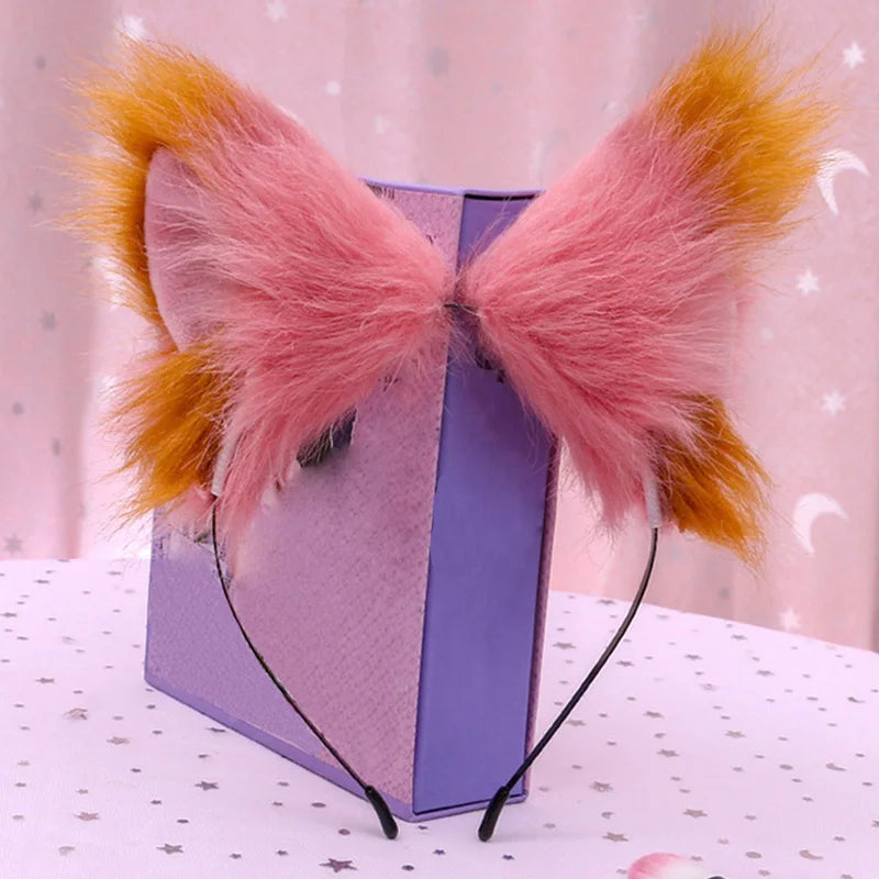 Furry Animal Cat Fox Ear Headband Cosplay Hair Accessory for Halloween & Parties