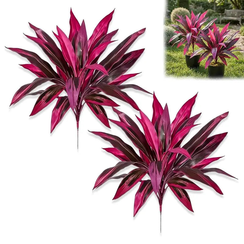 2pcs Artificial Dragon's Blood Tree UV Resistant Waterproof Faux Foliage for Garden & Wedding Decor