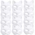5Pcs White Cat Masks DIY Halloween Animal Half Face Masks for Cosplay and Party