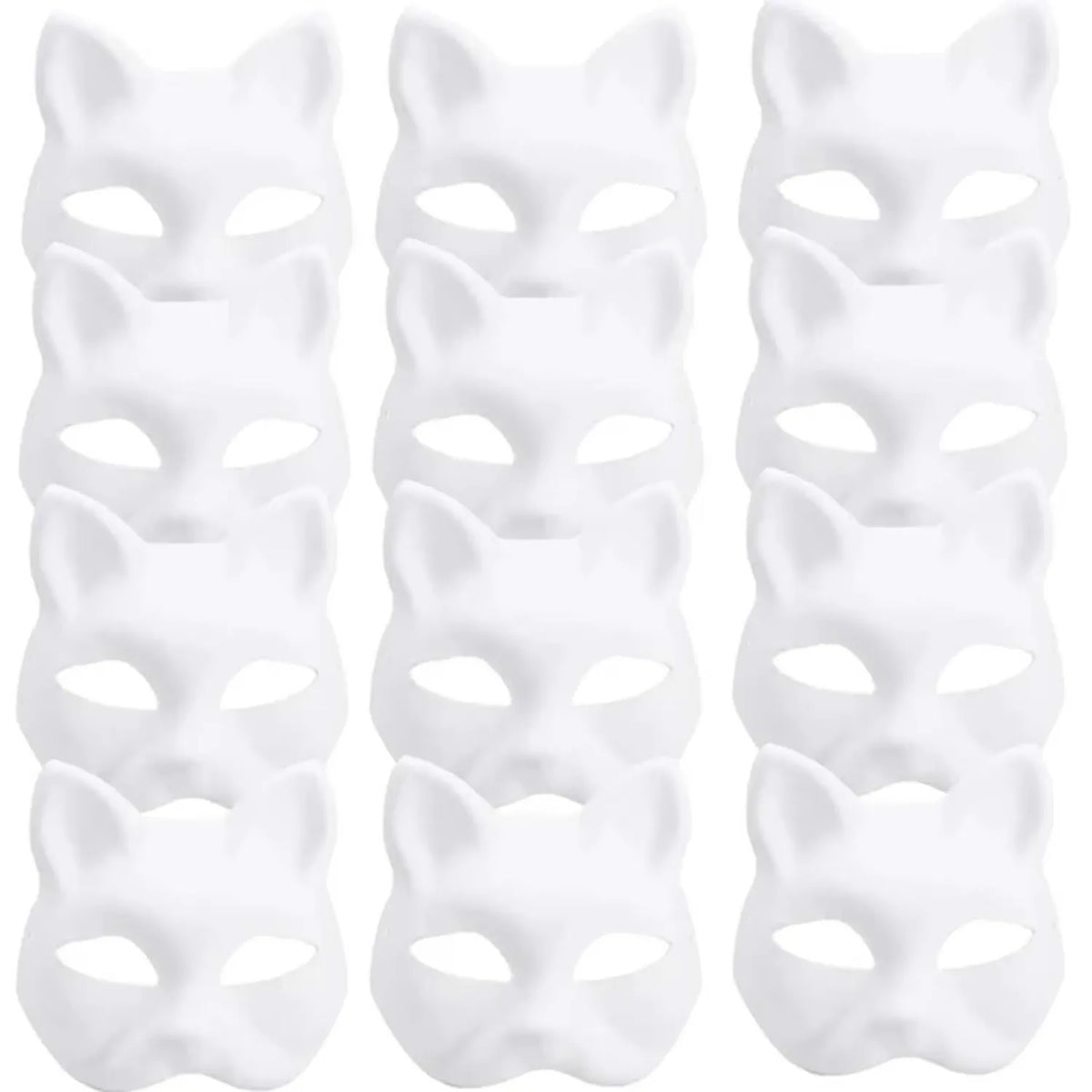 5Pcs White Cat Masks DIY Halloween Animal Half Face Masks for Cosplay and Party