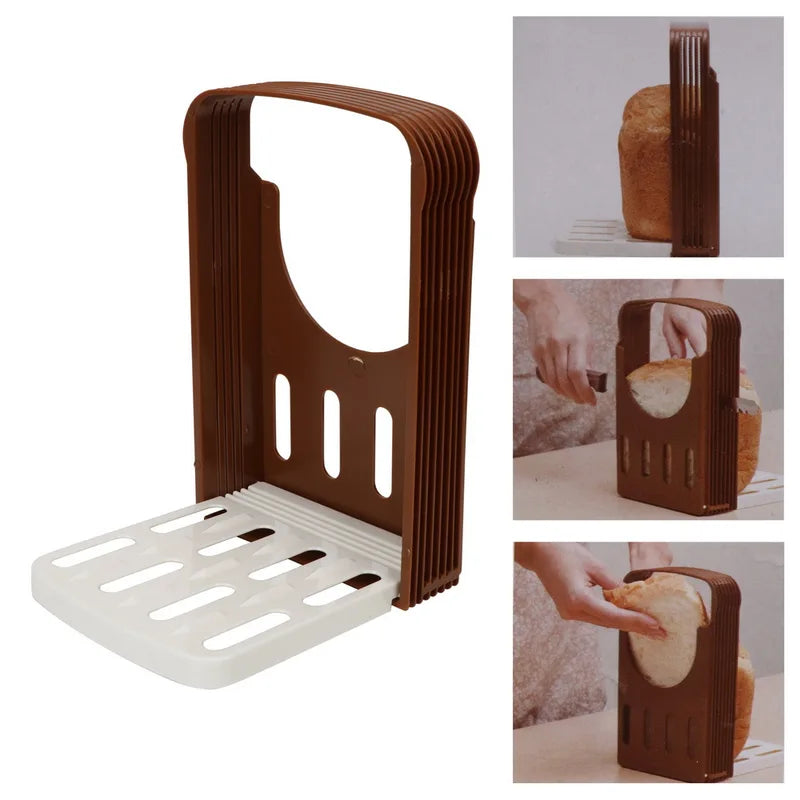Foldable Bread Slicer Stand for Toast & Loaf Cutting - Plastic Guide