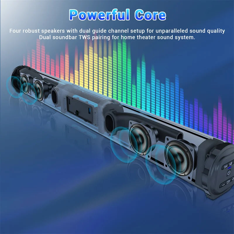Wireless Bluetooth Sound Bar with Subwoofer for TV Home Theater Portable Speaker