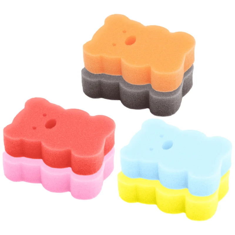 6 Pack Baby Bath Sponges - Soft Bear Design Toddler Shower Scrubber for Newborns