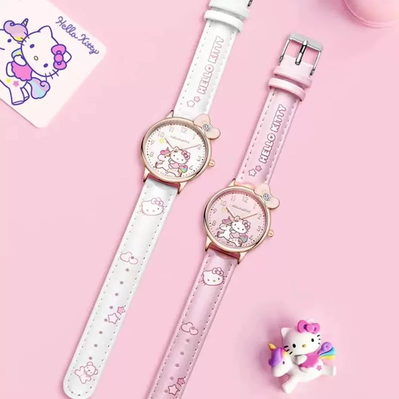 Kids Quartz Wrist Watch with Hello Kitty and Kuromi Characters - Casual Jewelry for Children