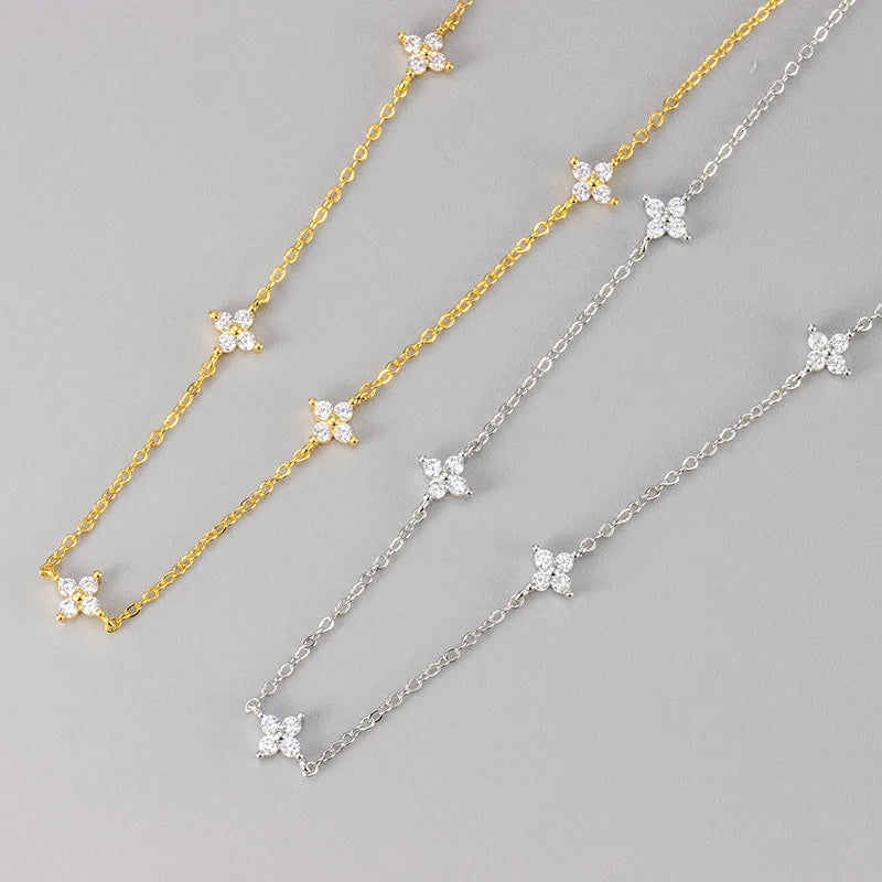 Stainless Steel Zircon Necklaces for Women 18K Gold Plated Collar Chain Jewelry