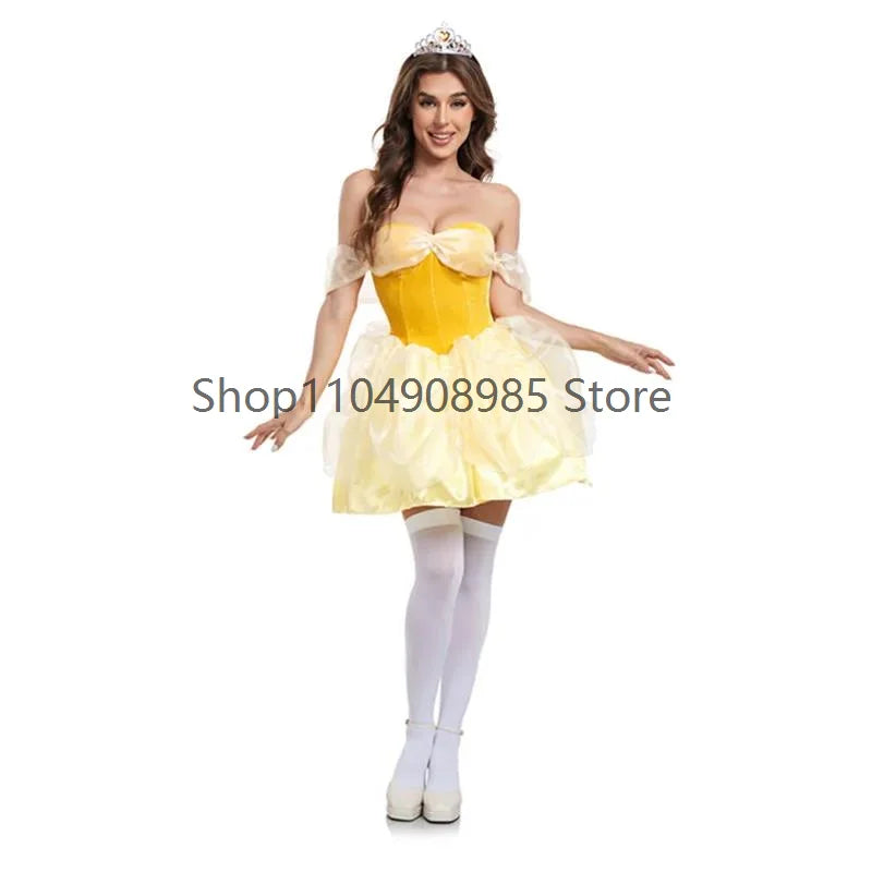 Halloween Princess Cosplay Costume Set with Masquerade Queen Dress for Adults