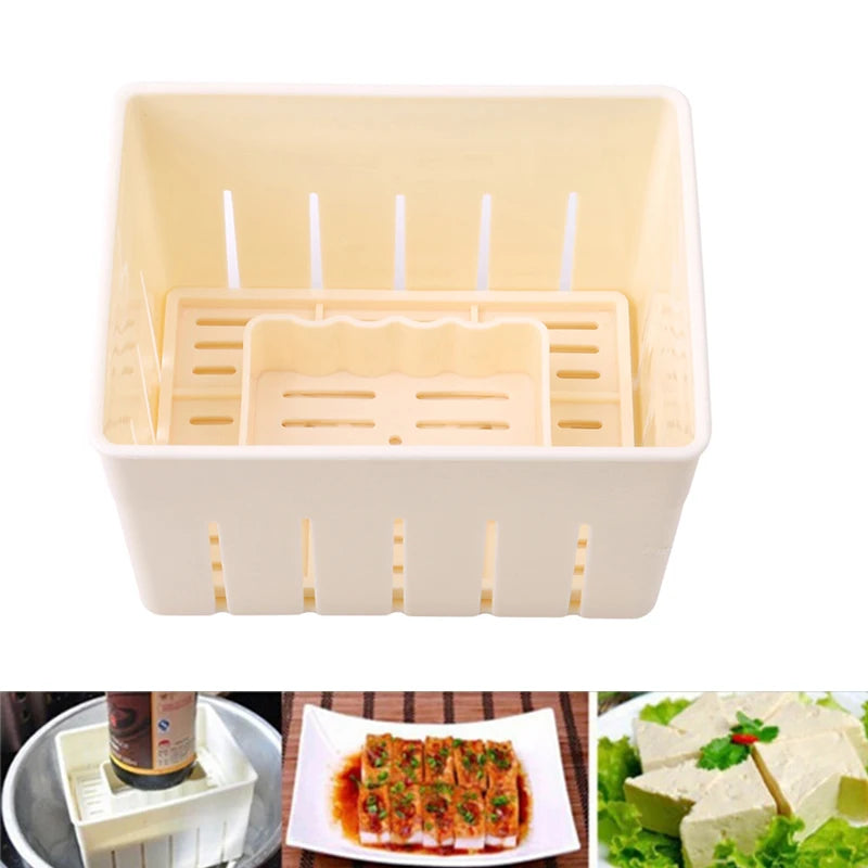 DIY Plastic Tofu Press Mold Kit for Homemade Soybean Curd Kitchen Cooking Tool