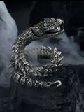 Retro Handmade Men's Jewelry Bracelet with Medusa & Rattlesnake Design - High-End Hip-Hop Style