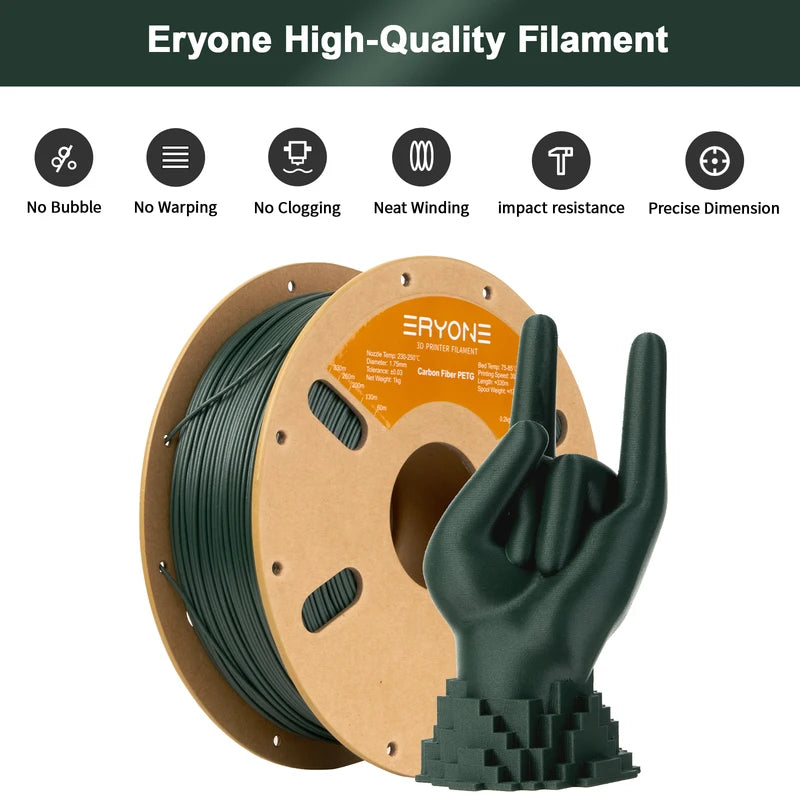 PETG Carbon Fiber 1KG Filament for 3D Printing - High Toughness, 1.75mm Diameter