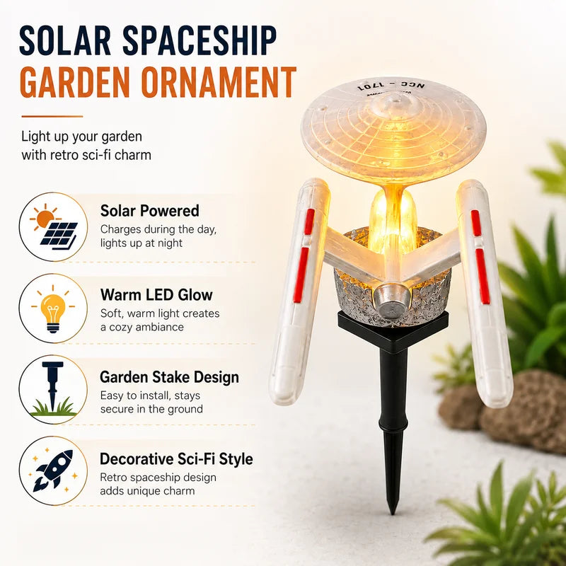 Star Trek USS Solar Spaceship Garden Light Outdoor LED Stake Lamp Sci-Fi Yard Decor