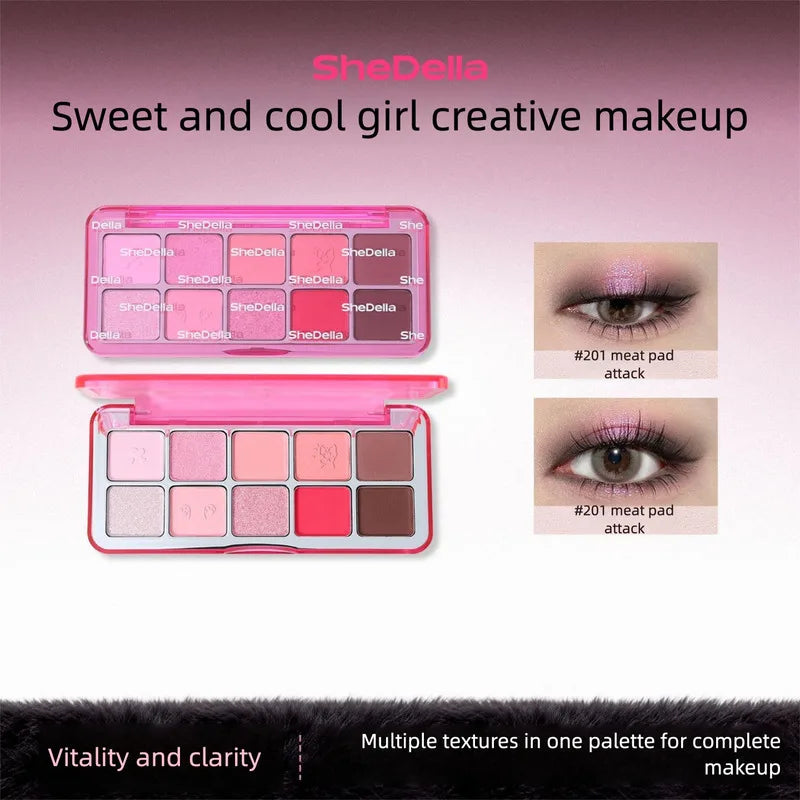 Colorful Eyeshadow Palette with Sparkling Pearl & Matte Finishes - Multiple Shades