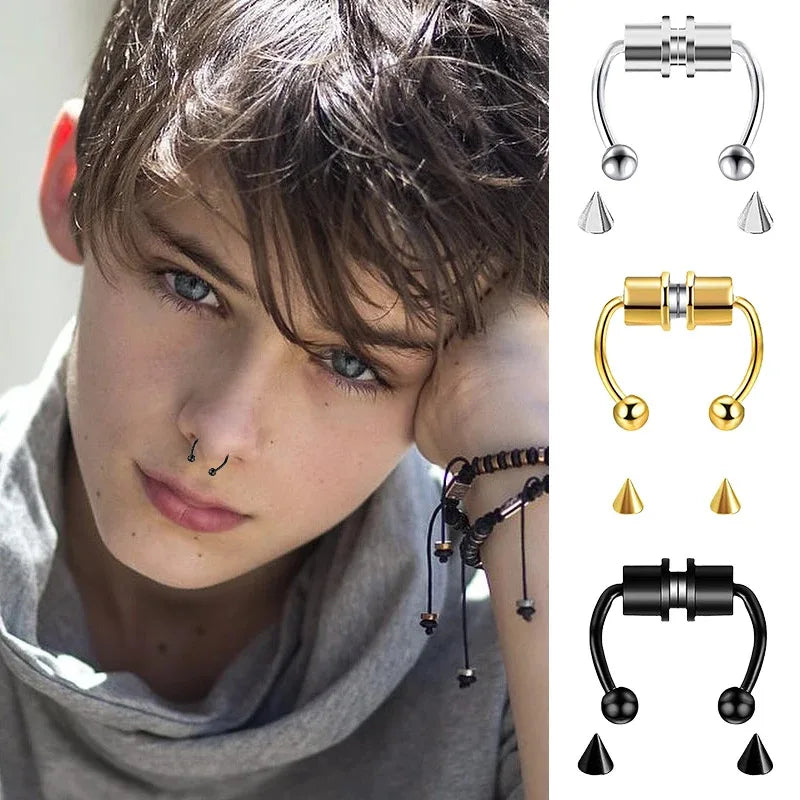 Fake Nose Piercing Hoop Septum Clip Non-Piercing Nose Ring Body Jewelry for Women