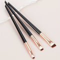 3-Piece Makeup Brush Set with Eyeliner, Eyebrow & Eye Shadow Brushes - Fine, Oblique & Ultra-Thin Tips
