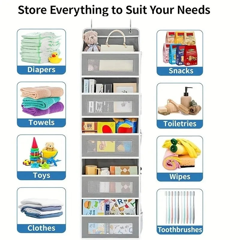 Hanging Storage Organizer with 5 Large Pockets, Door Mount, Anti-Tilt Design