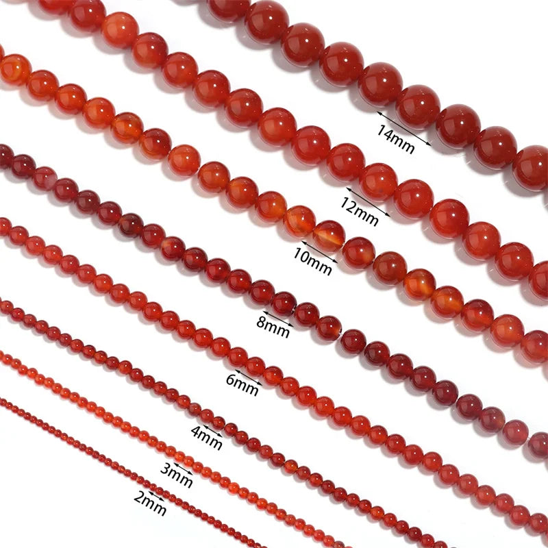 Natural Stone Beads for Jewelry Making - Round Carnelian Agate Loose Beads
