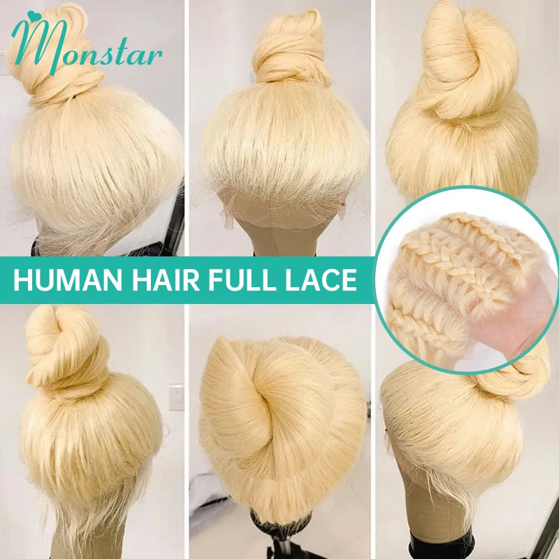 Full Lace Human Hair Wig 13x6 360 Blonde Wig with Pre-Plucked Baby Hair