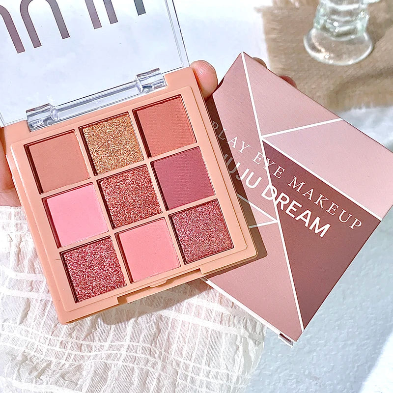 Earth Tone Eyeshadow Palette - 9 Colors Warm Brown Orange & Milk Tea Shades