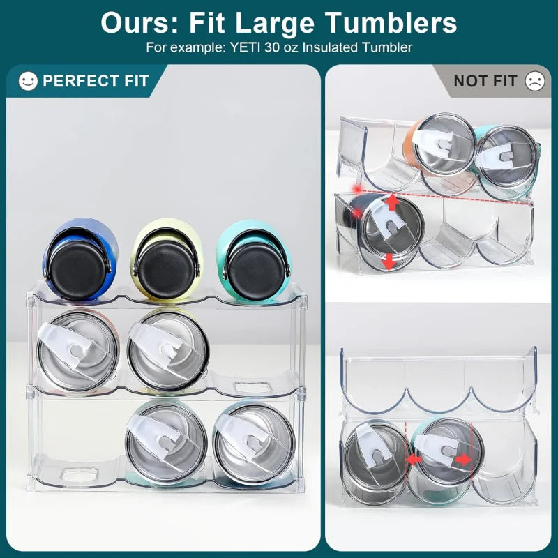 Stackable Large Capacity Water Bottle Storage Rack for Kitchen & Living Room Cabinet