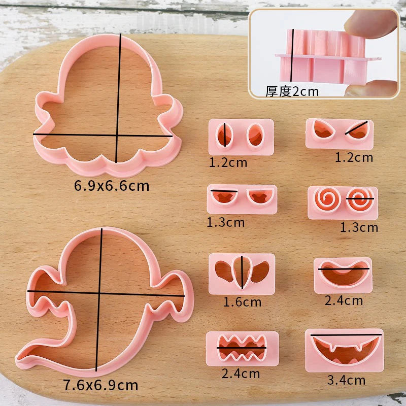 Halloween Cookie Cutter Set with Ghost Face Embosser Fondant Stamp Baking Supplies