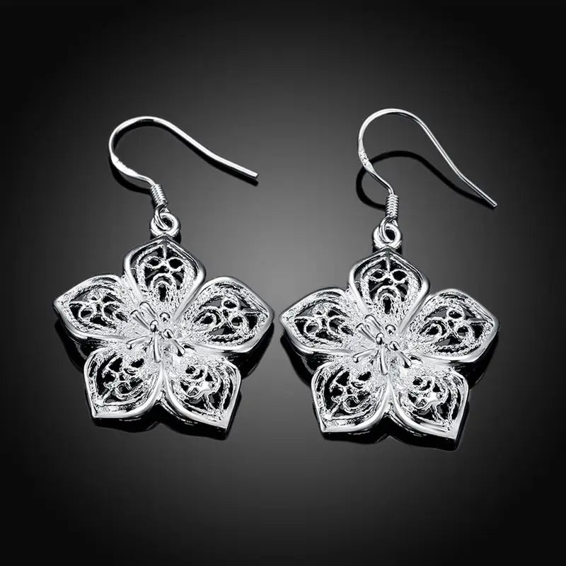 925 Sterling Silver Flower Earrings for Women - Retro Jewelry Gift