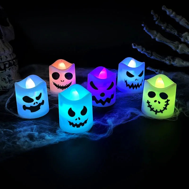 6pcs Halloween LED Ghost Pumpkin Candle Lights Haunted House Decor